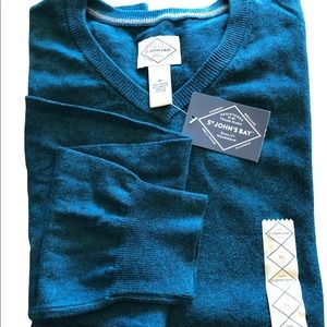 St John’s Bay Mens V-neck Sweater XL -Teal